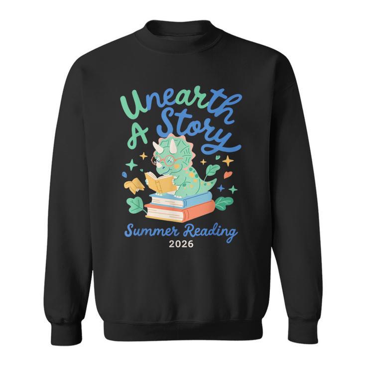 Cute Unearth a Story Triceratops Dinosaur Reading Books Dino Sweatshirt Cute Unearth a Story Triceratops Dinosaur Reading Books Dino Sweatshirt