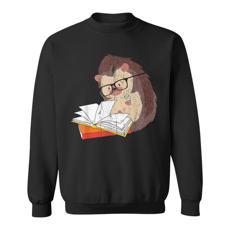 Cute Wildlife Forest Animal Bookworm Book Reading Hedgehog Sweatshirt