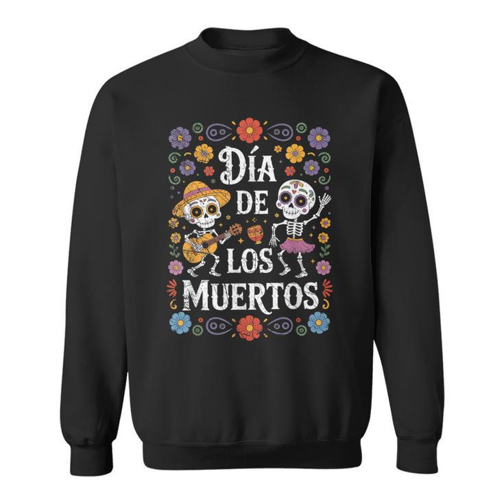 Dia De Los Muertos Calavera Day Dead Guitarequelette Dansante Sweater e