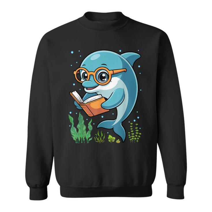 Dolphin Reading Book Matching Bookworm Librarian Books Lover Sweatshirt