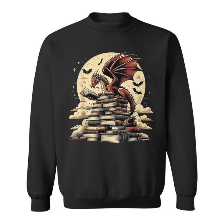Dragon Reading a Book Dragons And Books Lover Bookworm Sweatshirt
