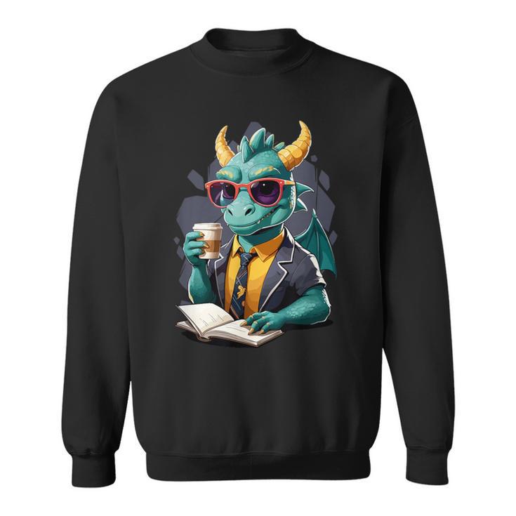 Dragon Reading Book Fantasy Reader Graphic Sweatshirt