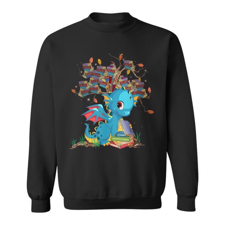 Dragon With Tree Books Cute Dragon Read Books Sweatshirt