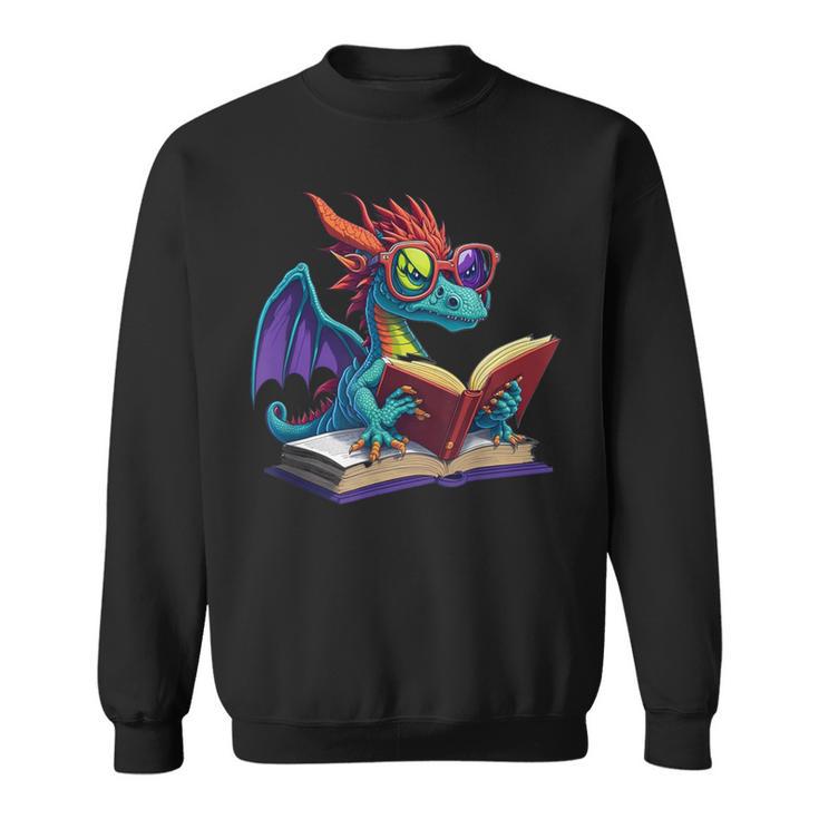 Dragon Wearing Glasses Reading A Book Sweatshirt
