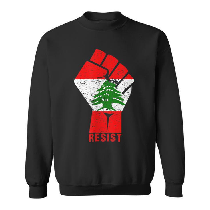 Drapeau Du Liban Resist Poing Du Liban Révolution Protest Mars Sweater e