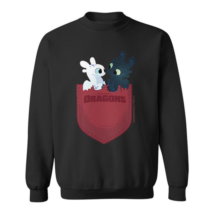 Dreamworks Dragons Light Fury & Night Fury Faux Pocket スウェットシャツ