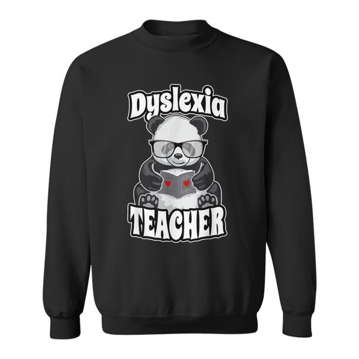 Dyslexia Teacher Therapist Dyslexic Therapy Panda Book Heart Sweatshirt