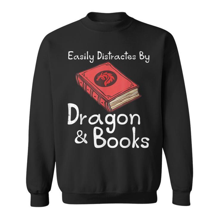 Easily Distracted By Dragon & Book Nerds Dragon Lover Girls Sweatshirt