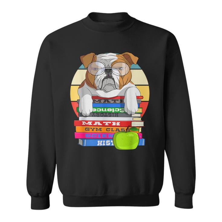 English Bulldog Back To School Book Worm Dog Sweatshirt