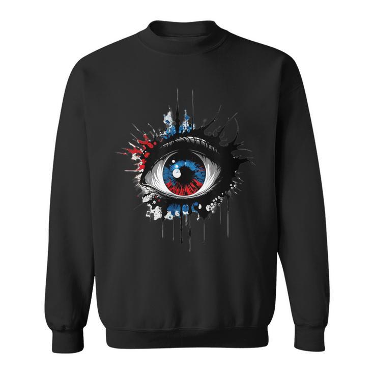 Evil Eye Comic Book Art Eyes Red Blue Grunge Aesthetic Sweatshirt