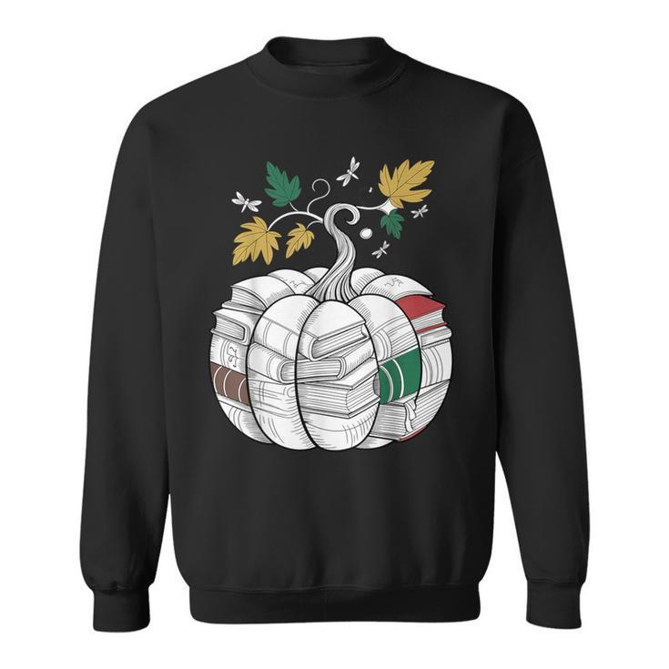 Fall Bookshelf Pumpkin Autumn Reading Sweatshirt