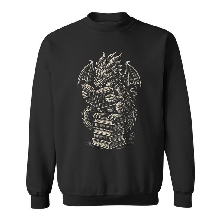 Fantasy Dragon Reading Books Librarian Literature Sweatshirt