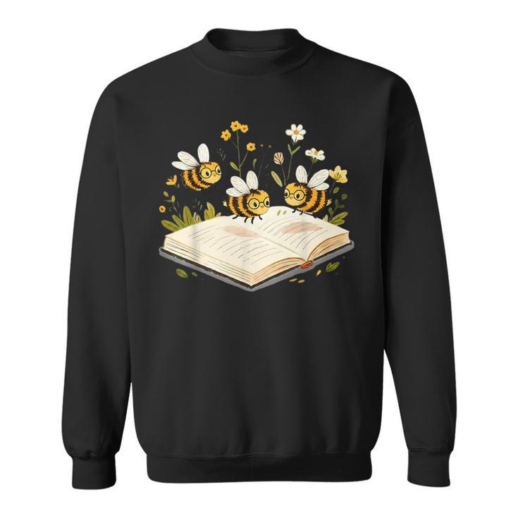 Floral Bumble Bee Reading Book Wildflower Bookish Librarian Sweatshirt