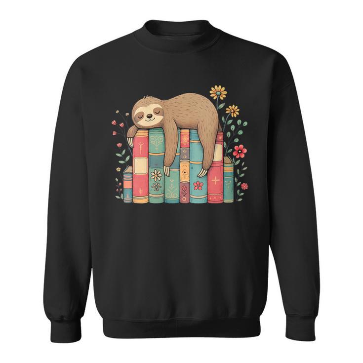 Floral Sloth Sleeping On Books Sweatshirt