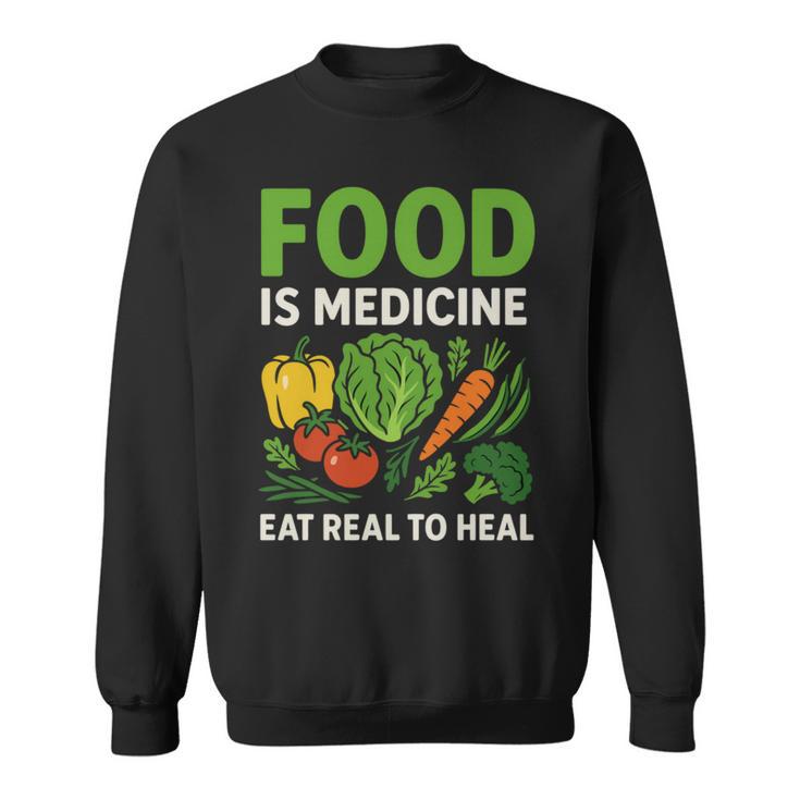 Food Is Medicineの栄養士、自然療法医栄養士へのギフト 長袖tシャツ スウェットシャツ
