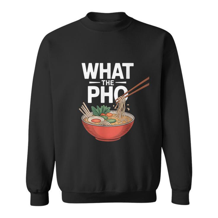 What The Pho こぼれる麺のユーモア スウェットシャツ