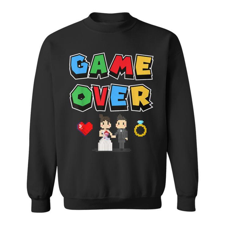 Game Over Boda Divertido Pixel Gamer Recién Casado Novio Camisa de entrenamiento