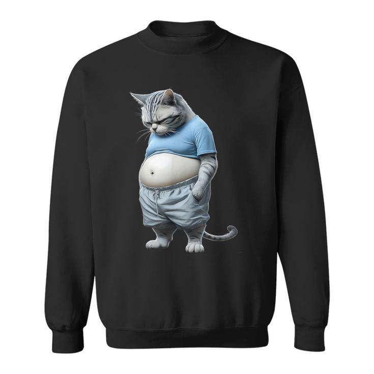 Gato Gordito Gordito Gato En Ropa Deportivaentirse Abajo Animal Camisa de entrenamiento