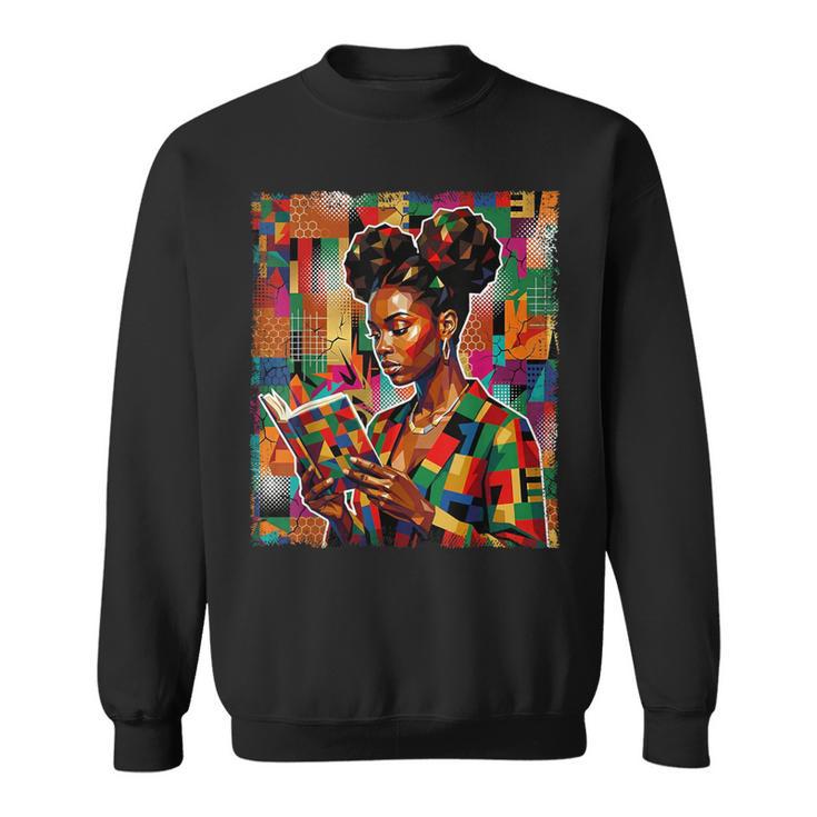 Geometric History Educated Women Reading Book Melanin Sweatshirt
