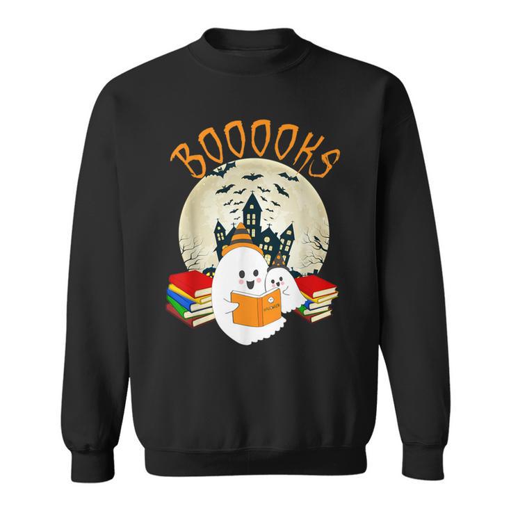 Ghost Book Reading Halloween Booooks Teacher Sweatshirt