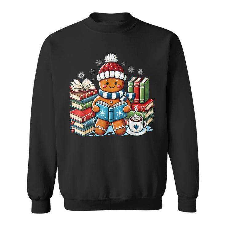Gingerbread Reading Book Lovers Christmas Bookworm Librarian Sweatshirt