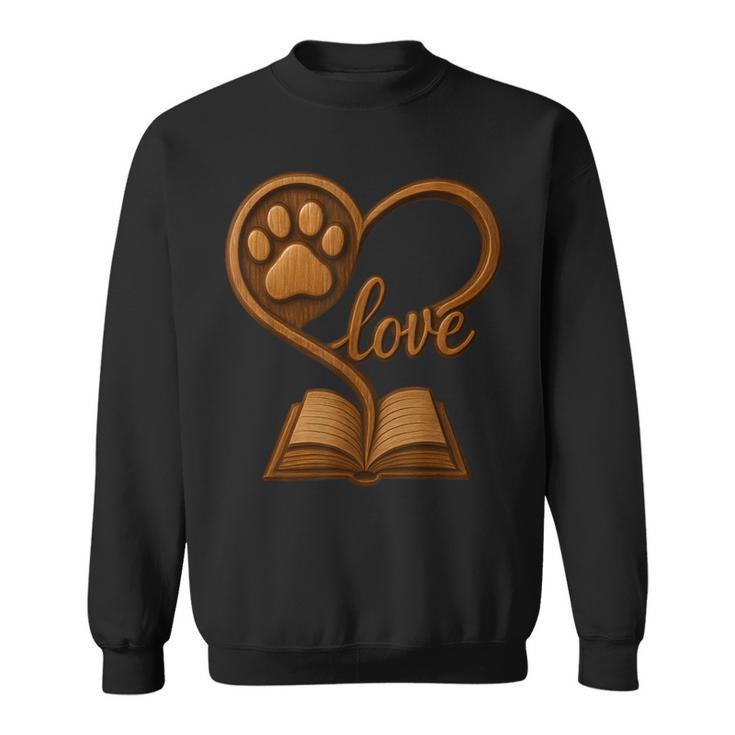Girl Who Loves Dogs & Books Heart Dog Lover Reader Reeding Sweatshirt