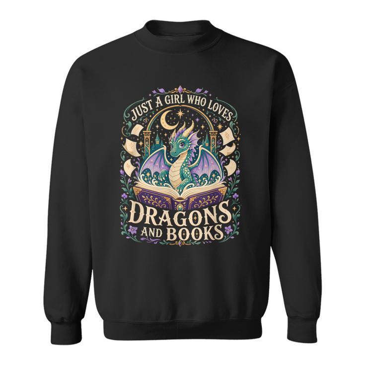 Girl Who Loves Dragons And Books Fantasy Book Reader Sweatshirt