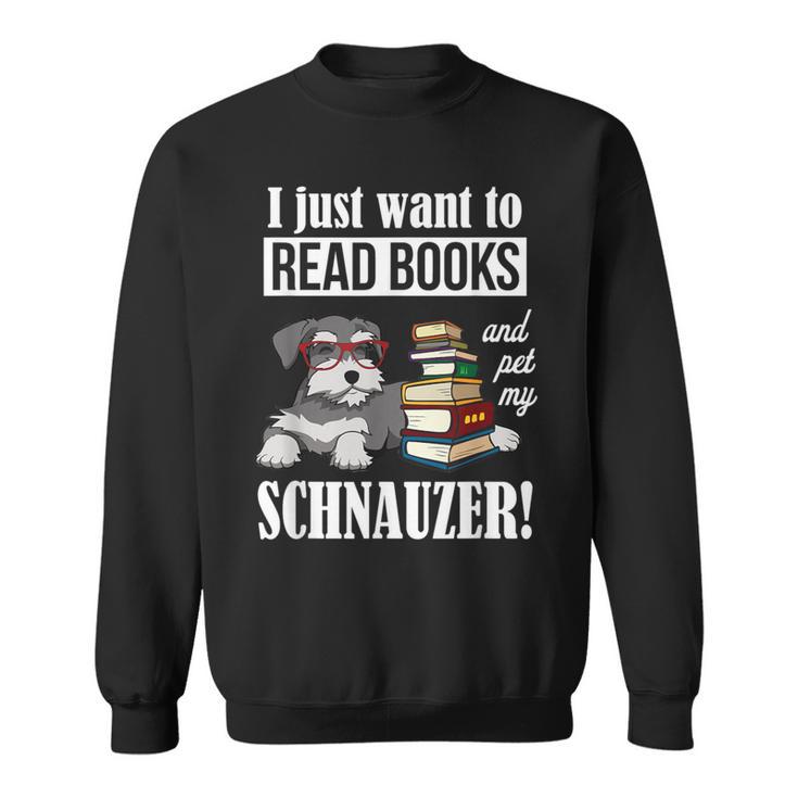 Girls Boys Kids Read Books Miniature Schnauzer Lover Sweatshirt
