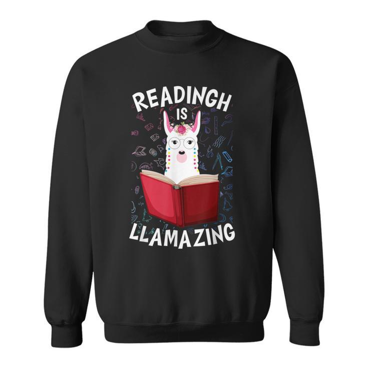 Graduation Cute Animal Llama Reading Book Nerds Bookworm Sweatshirt
