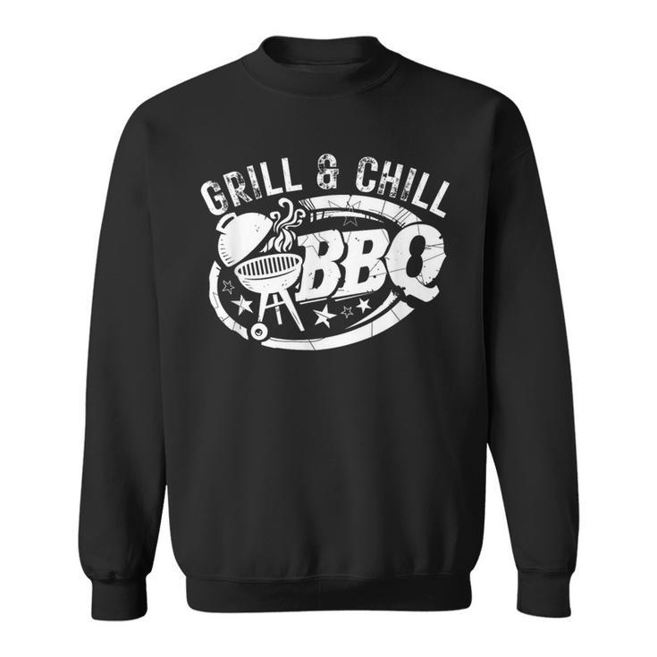 Grill And Chill おもしろbbqバーベキューシェフ 肉料理人 スウェットシャツ
