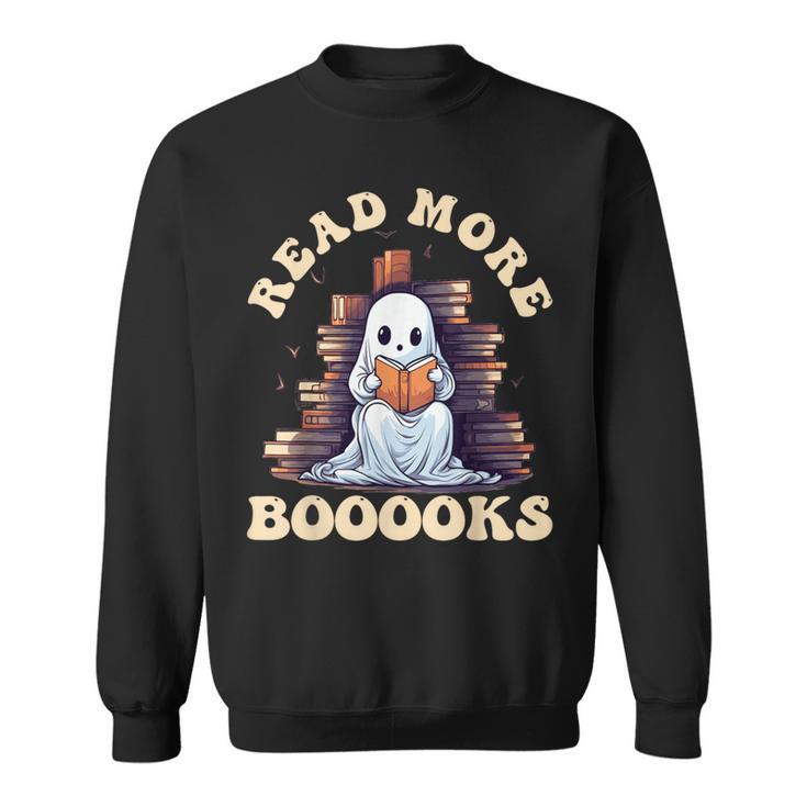 Groovy Read More Books Cute Ghost Teacher Halloween Sweatshirt