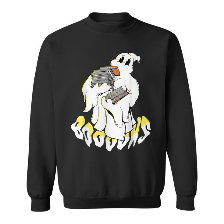 Halloween Books Cute Ghost Reading Booooks Teacher Sweatshirt