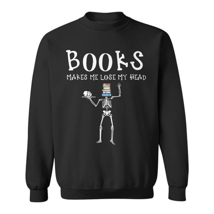 Halloween Literacy Teacher Books Skeleton Librarian Reading For Men Women Kids Sweatshirt
