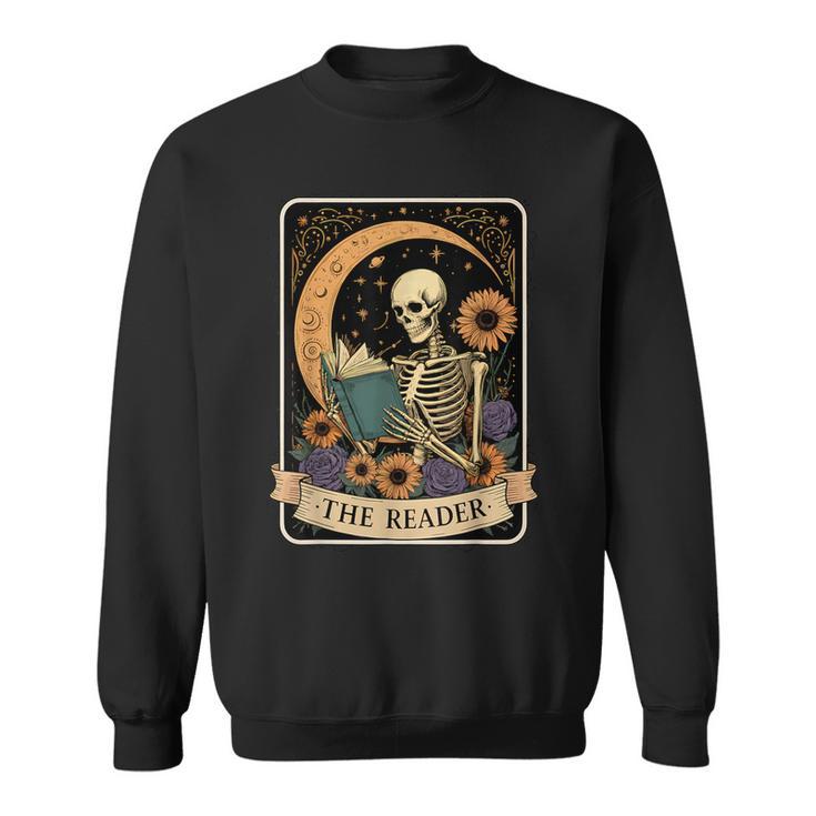 Halloween Tarot Card The Reader Skeleton Reading Books Sweatshirt