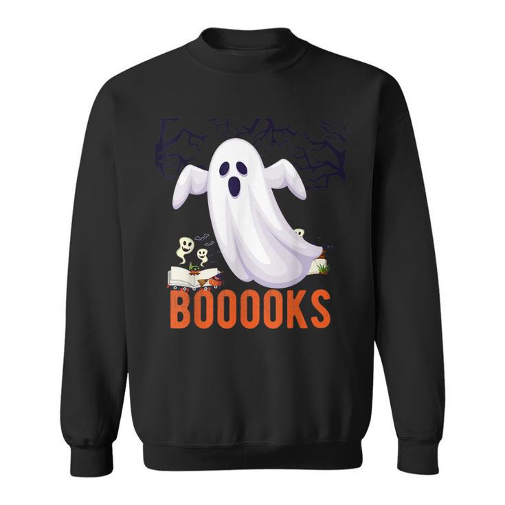 Halloween Teacher Librarian Books Reading Ghost Pun BOOOOKS Men Women Kids Sweatshirt