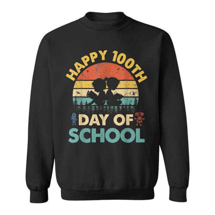 Happy 100th Day Of School Teacher Reading Book  For Men Women Girls Kids Sweatshirt