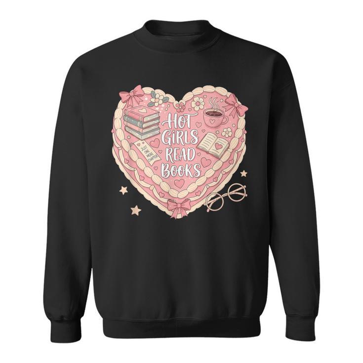 Hot Girls Read Books Cute Heart Graphic Sweatshirt