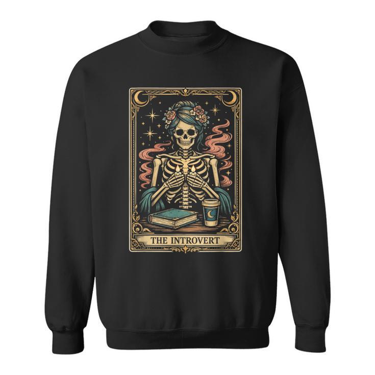 The Introvert Skeleton Tarot Card Coffee Book Lover Sweatshirt