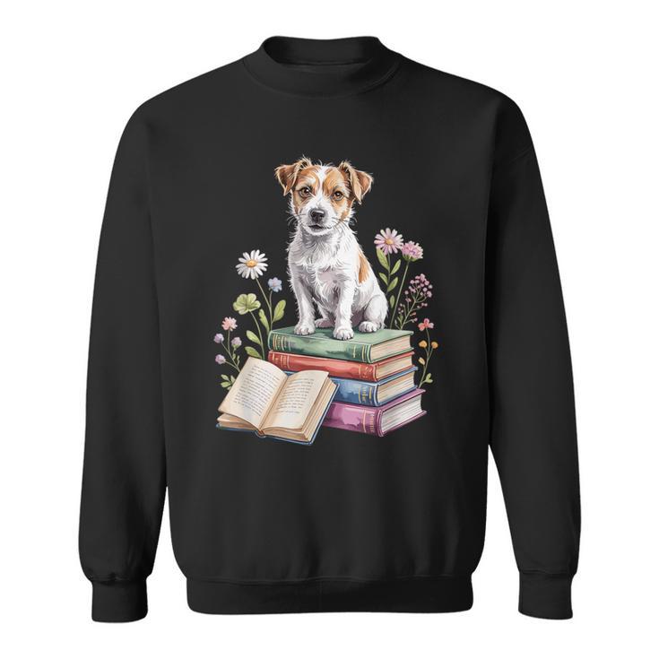 Jack Russell Terrier Bookworm Flowers Book Reading Books Sweatshirt