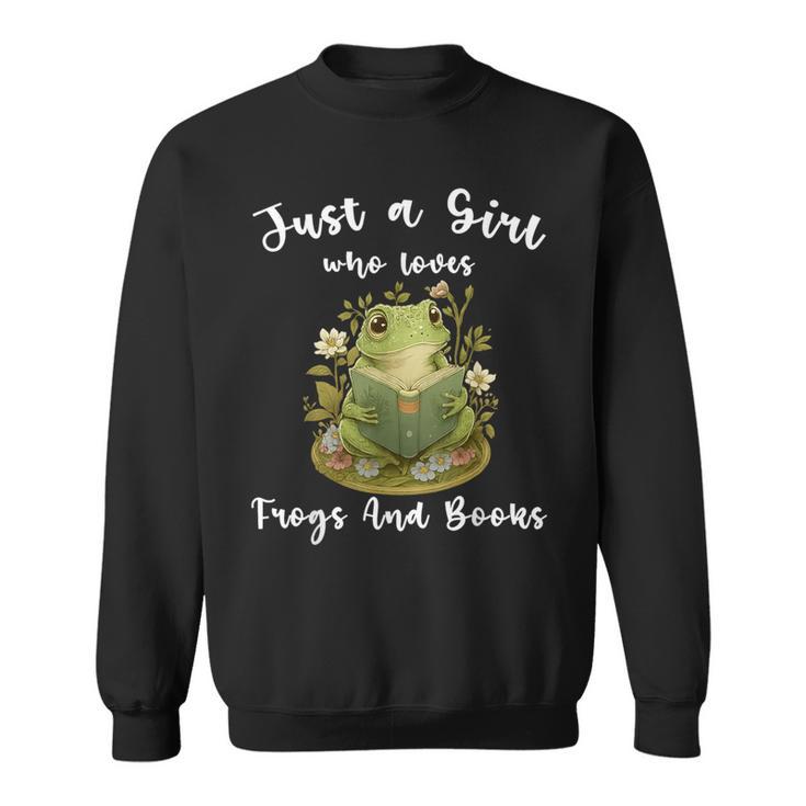 Just A Girl Who Loves Frogs And Books Cute Reading Sweatshirt