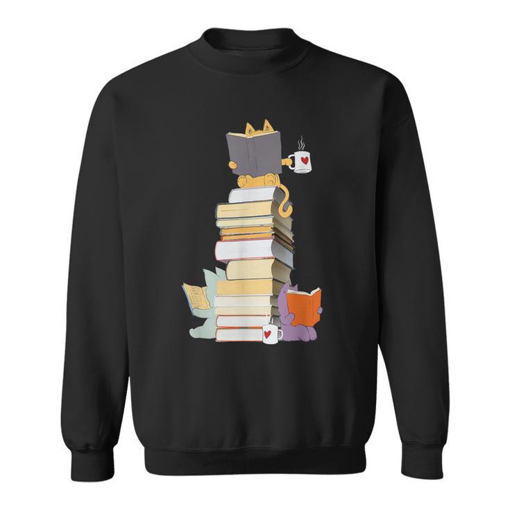 Kawaii Cats Books Coffee Sweatshirt
