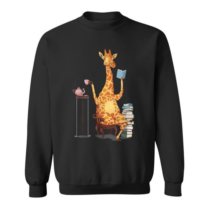 Kawaii Cute Giraffes Books And Tea Women's Sweatshirt