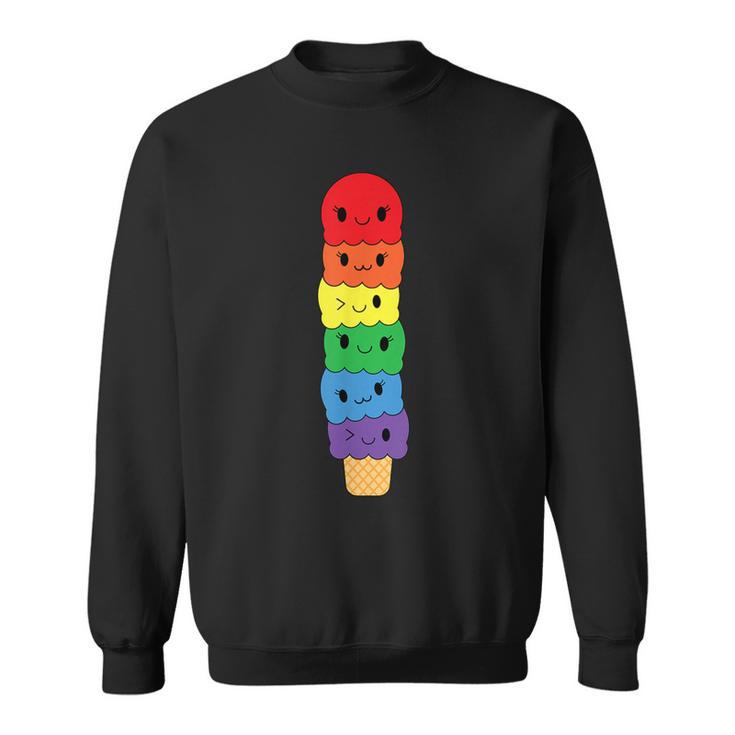 Kawaii Gay アイスクリーム Lgbt プライド レインボー プライド 月間 スウェットシャツ