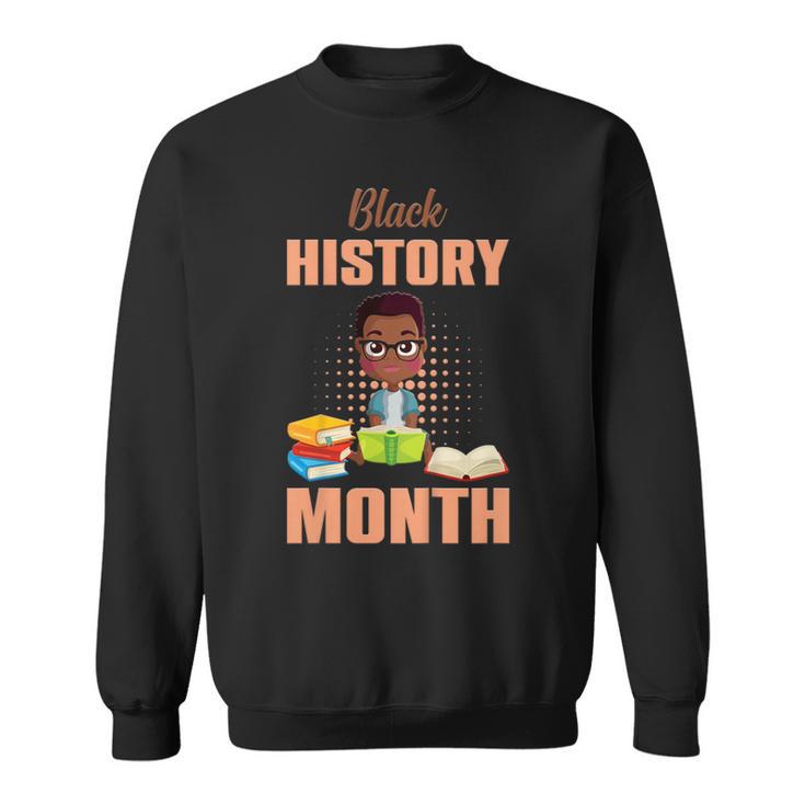 Kids Boy Reading Book History Month BLM Melanin Pride Kids Sweatshirt
