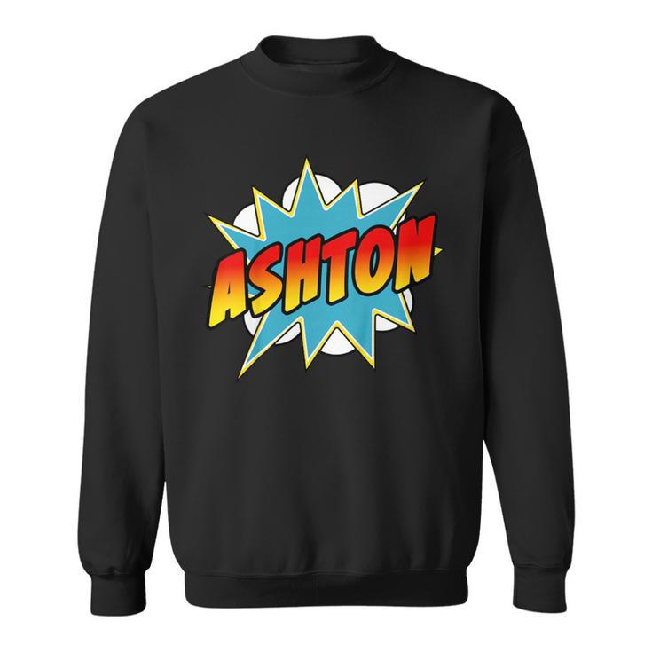 Kids Boys Ashton Name Comic Book Superhero Sweatshirt