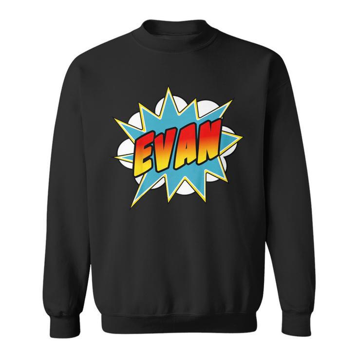 Kids Boys Evan Comic Book Superhero Name Sweatshirt