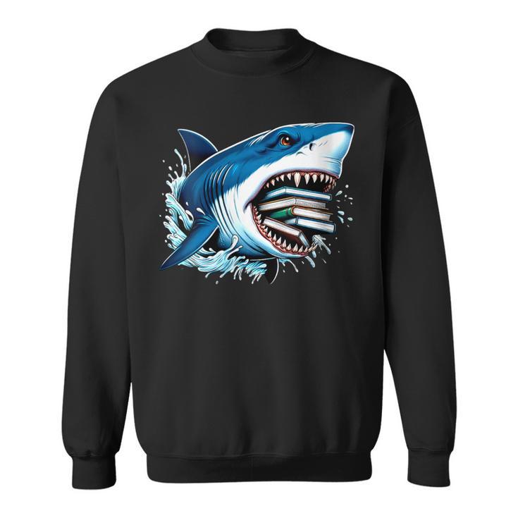 Kids Shark With School Books Back To School Shark Lovers Sweatshirt