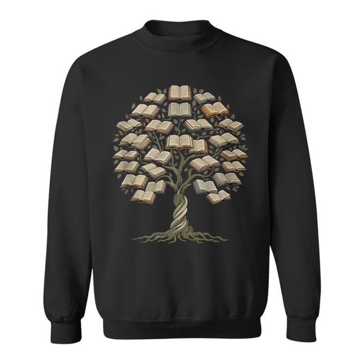 Knowledge Growth Tree Bibliophile Book Lover Library Art Sweatshirt