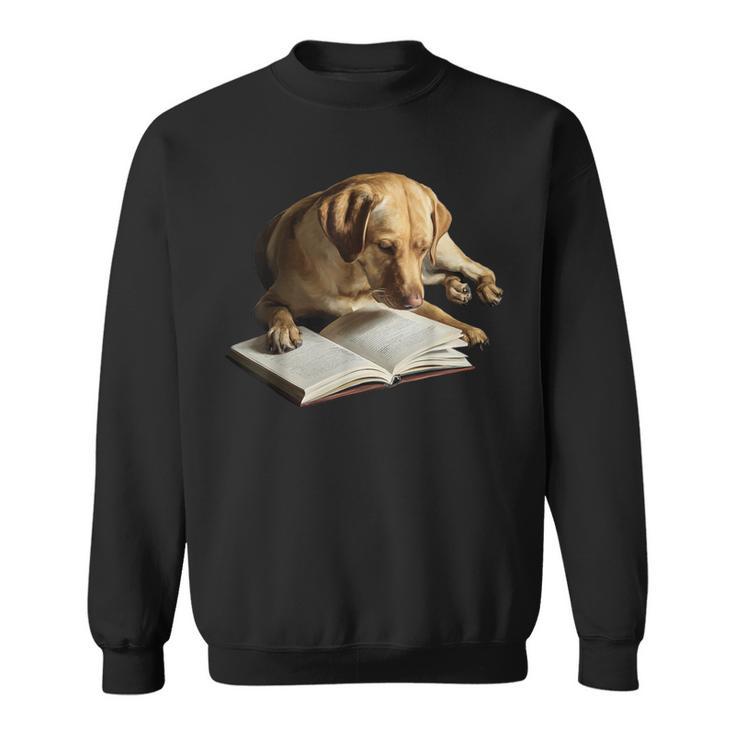Labrador Retriever Dog Bookworm Reading Book Graphic Sweatshirt