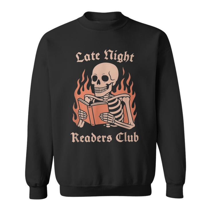 Late Night Readers Club Skeleton Book Lover Sweatshirt